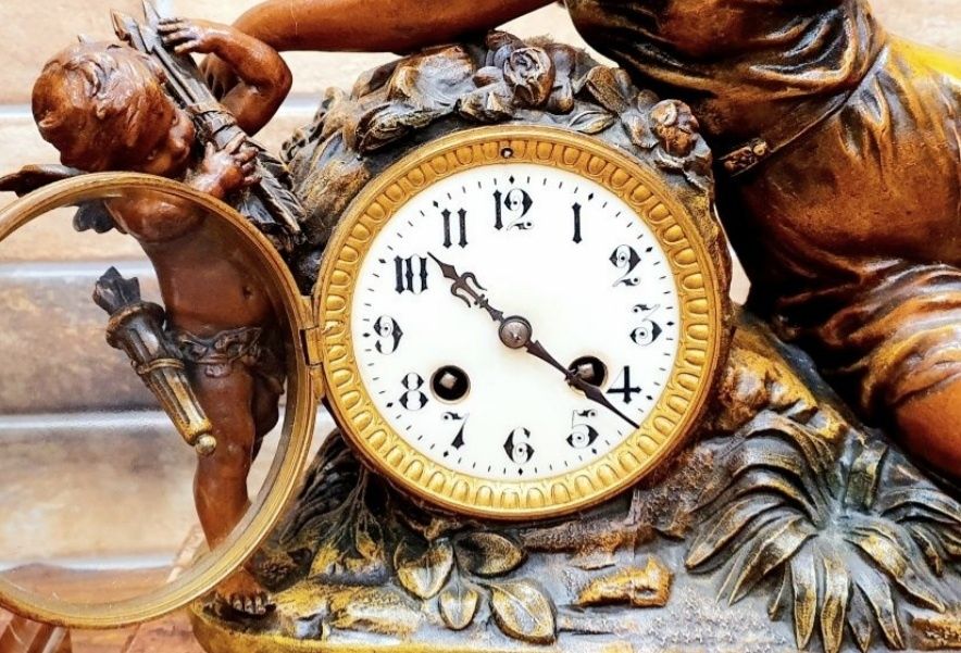 Zegar kominkowy francuski antyk XIX wiek sygnowany duży prezent