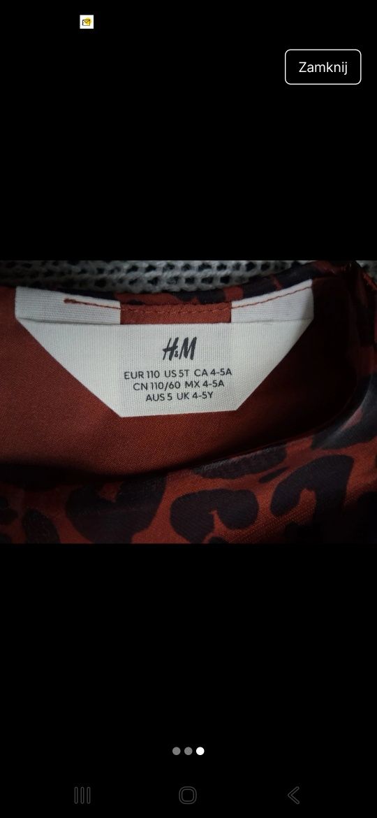 Sukienka H&M dla dziewczynki 110