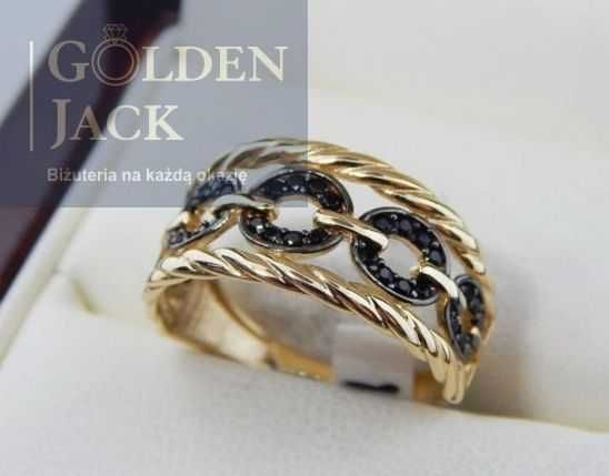 Złoty pierścionek obrączka z cyrkoniami złoto pr. 585 rozmiar 17 3,0 g