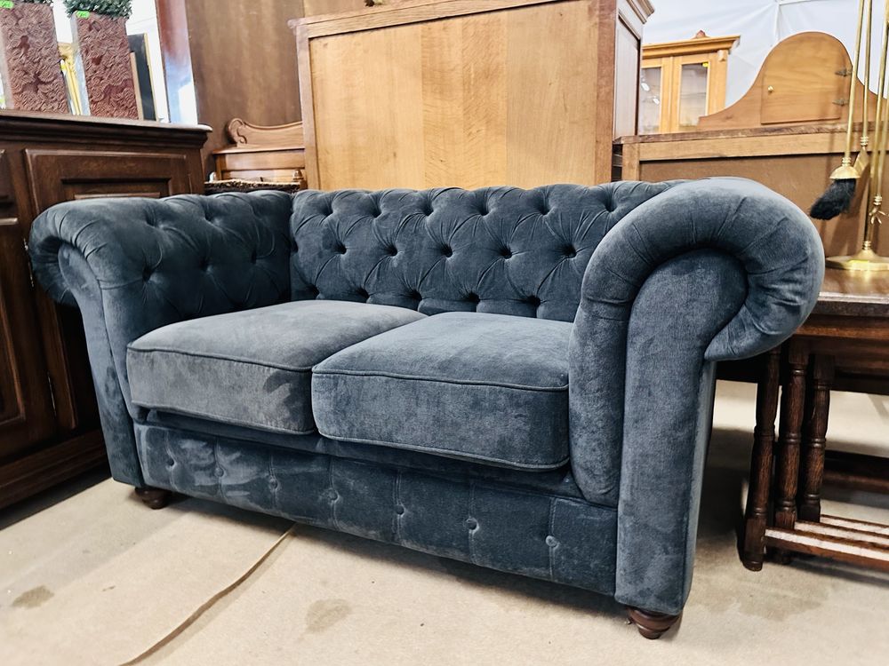 JAK NOWE :) 2 kanapy 2 osobowe chesterfield granat z grafitem  :)