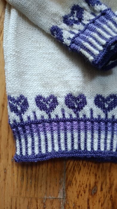 Sweter ręcznie robiony na drutach z wełny wełniany 86 92 wool handmade