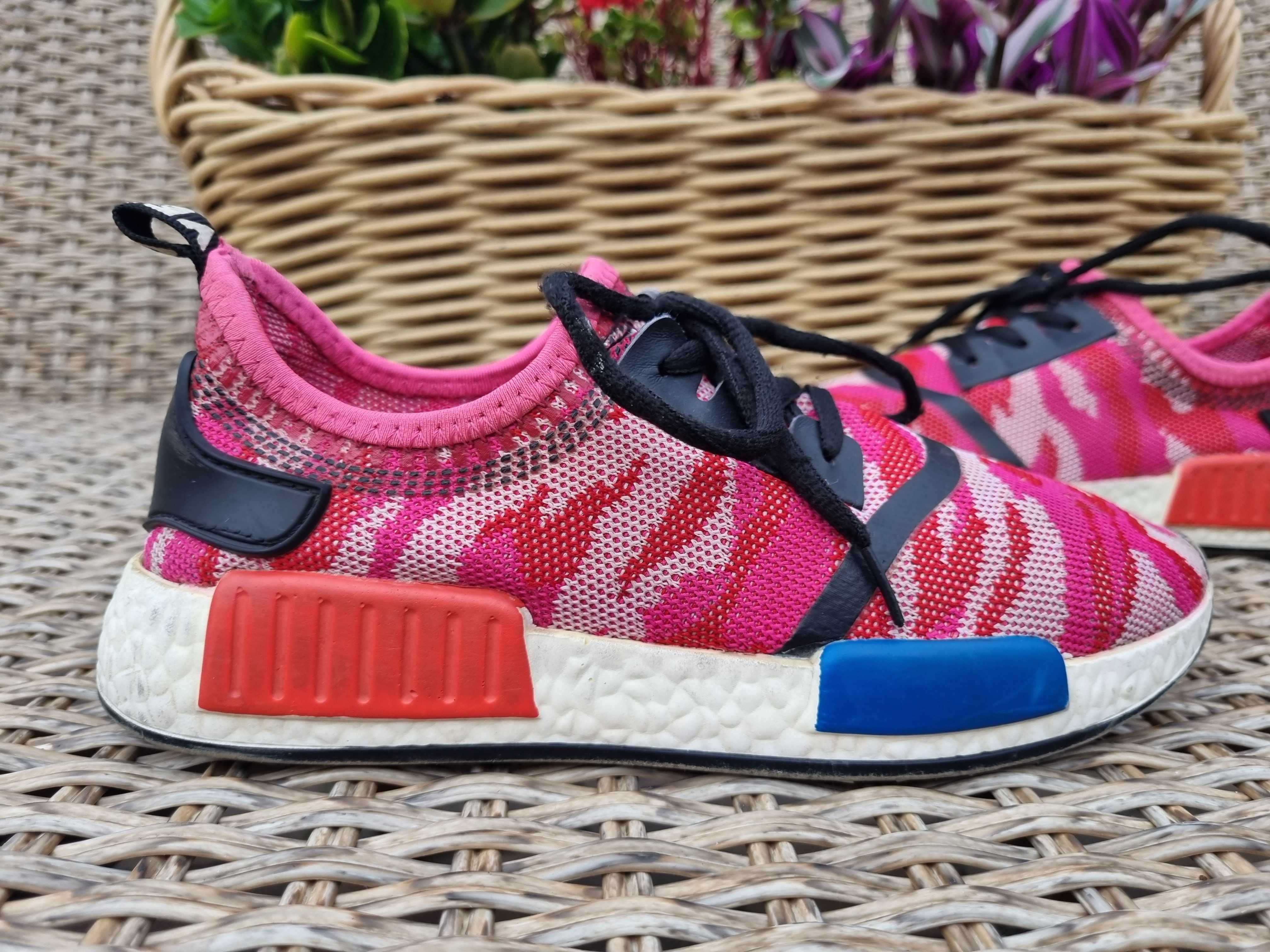 Buty sportowe R36 siateczkowe do biegania lekkie czerwono-różowo-białe