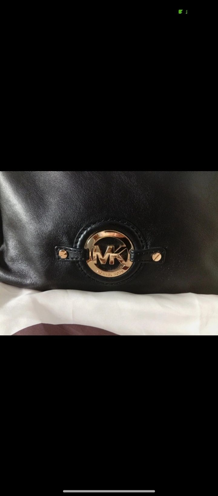Michael Kors Bolsa Mala em Pele Preta com hardware dourada