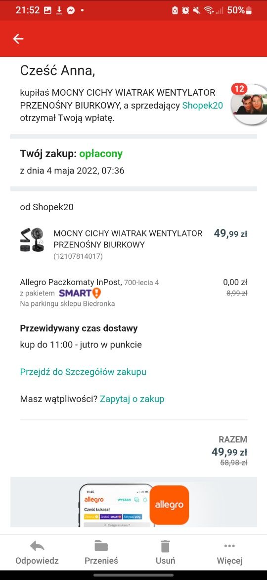 Przenośny wentylator na baterie