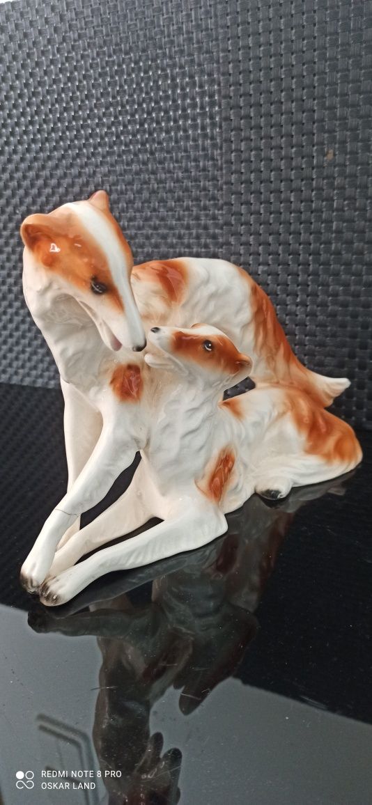 Porcelana Sitzendorf Figurka Chart Rosyjski Borzoj ( Borzoi) Piękna