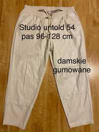 Studio untold 54 gumowane woskowane  damskie kremowe spodnie dresowe