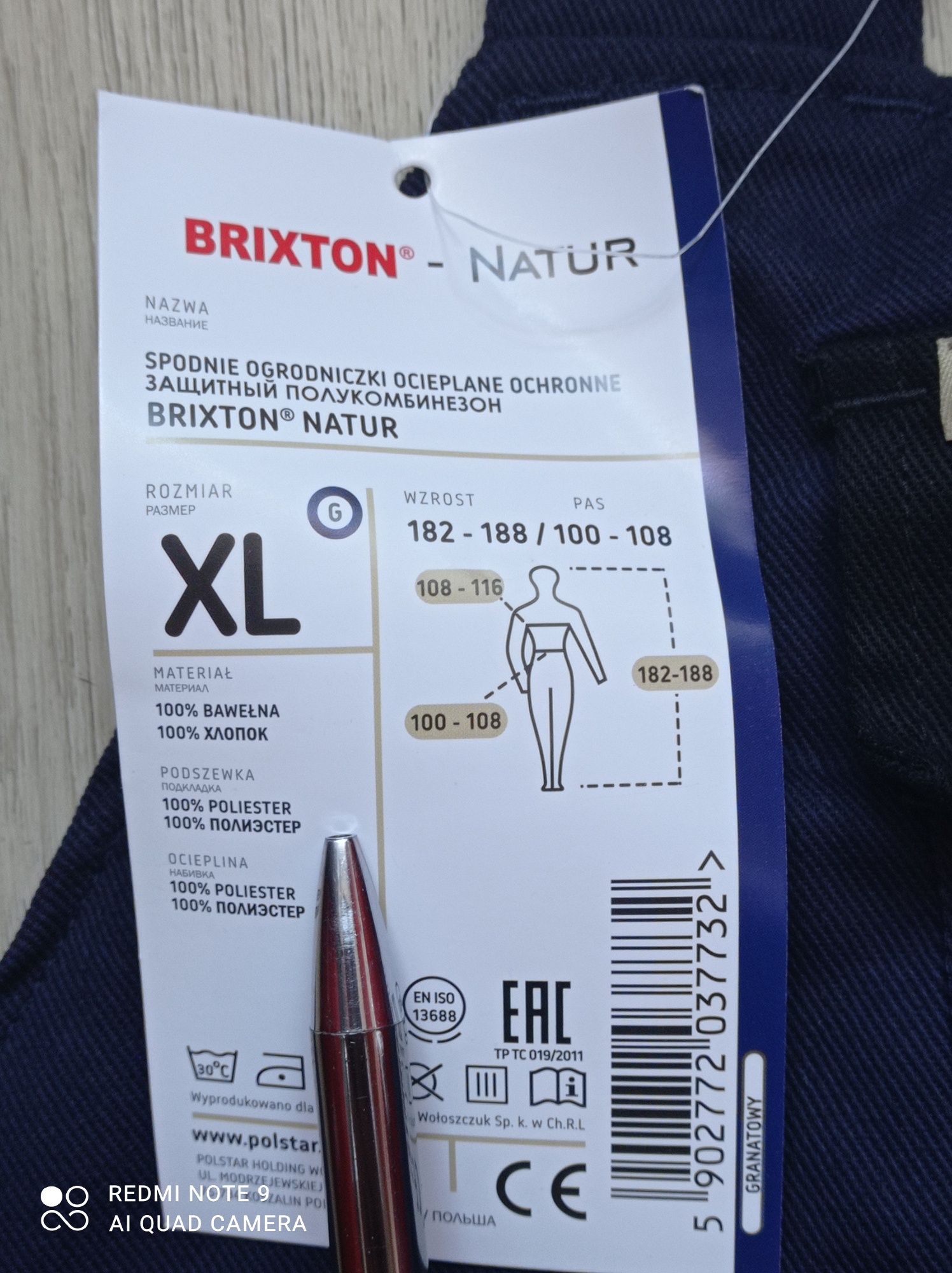 Nowe spodnie robocze ogrodniczki Brixton xl ocieplane