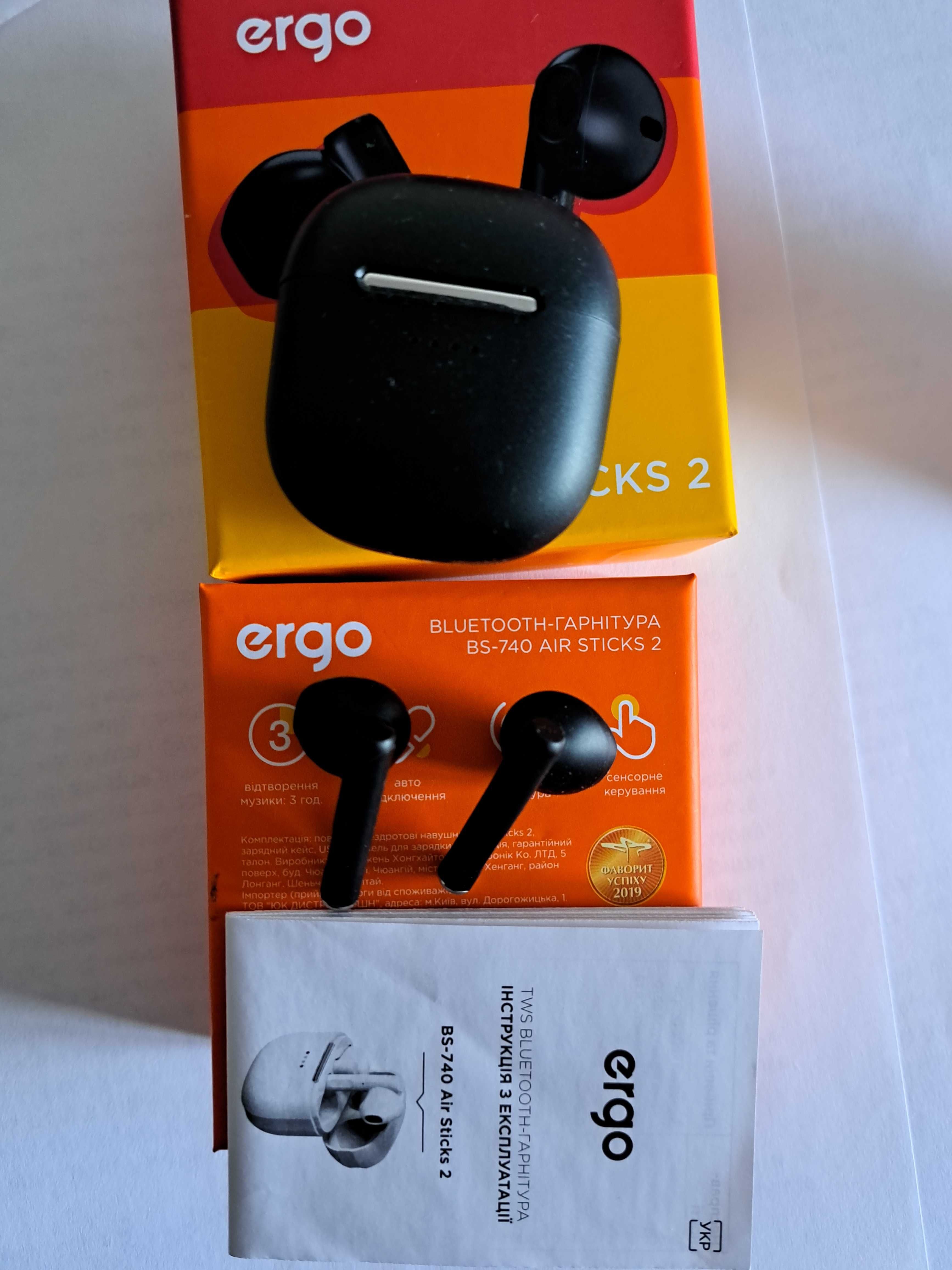 Безпроводные наушники Ergo BS-740 Air Sticks 2 новые.
