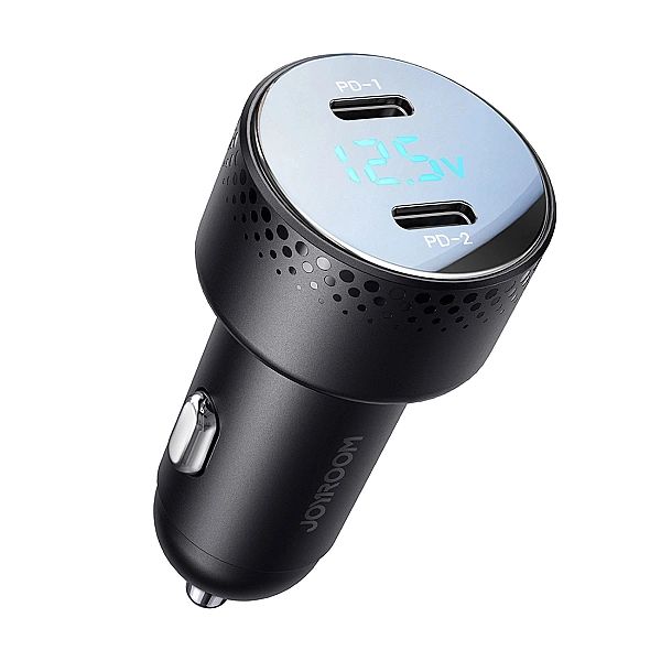 Ładowarka samochodowa 2x USB C 70W z wyświetlaczem LED Joyroom JR-CCD0