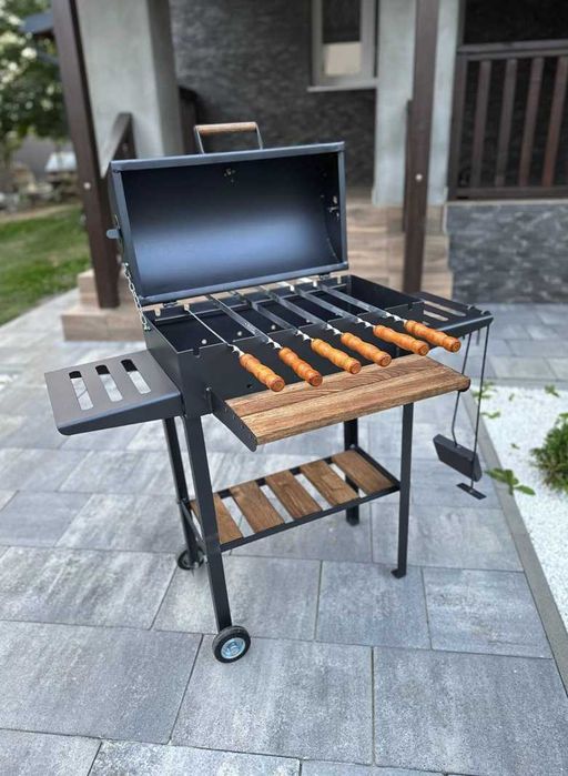 АКЦІЯ / Мангал з кришкою для барбекю та решіткою для гриля метал 4 мм