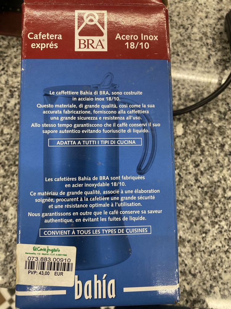Cafeteira BRA, como nova com caixa, 4 chavenas