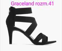 Graceland czarne sandałki na obcasie rozmiar 41 NOWE !