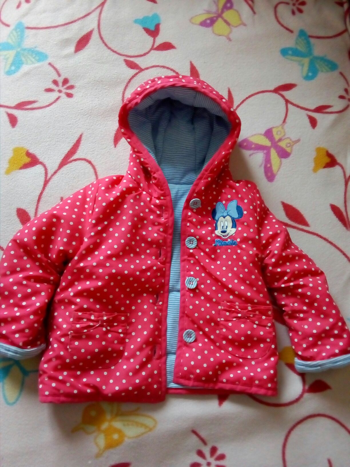 Червона в дрiбний горошок куртка George на дiвчинку 1.5- 2 роки