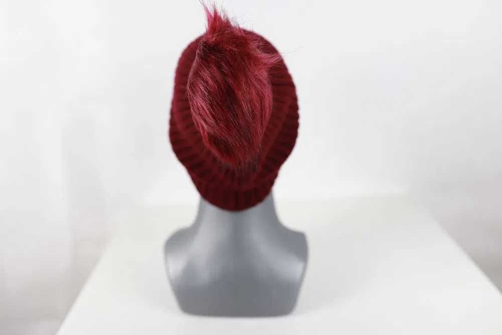 Czapka z Pomponem Damska Modna Stylowa WYGODNA Bordowa Beanie NOWA