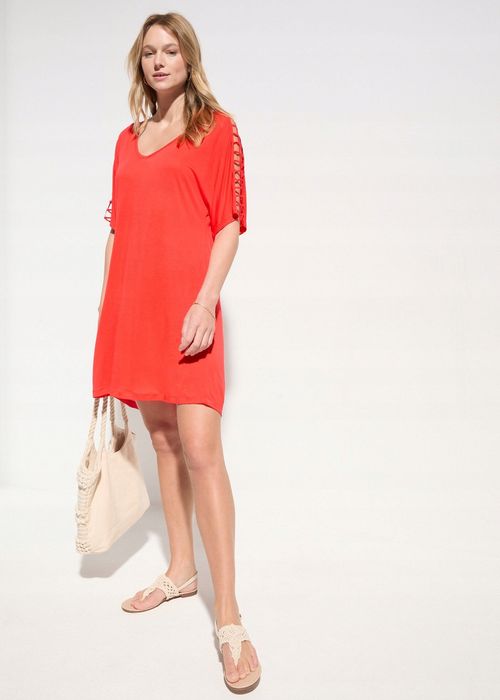 B.P.C plażowa tunika czerwona z wycięciami r.36/38