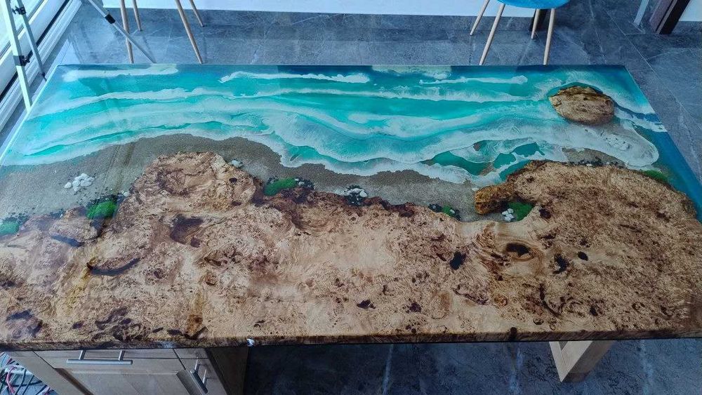 Авторский стол премиум класса, слэб, натуральное дерево.