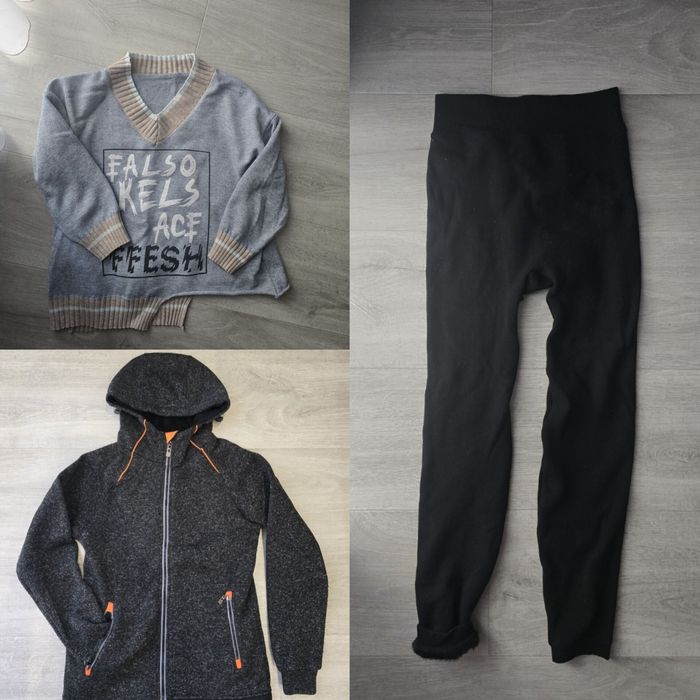 Тёплые лосины светр и кофта на змейке