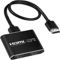 Rozdzielacz HDMI 1 na 2 wyjścia dla Xbox PS, 4K, 3D, 30HZ, 1080P