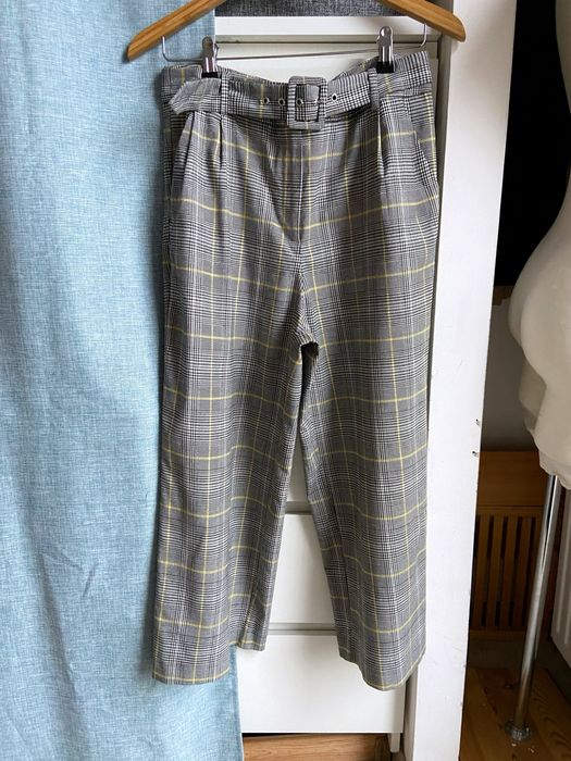 Spodnie kuloty kratka camaieu L wysoki stan pasek szerokie nogawki