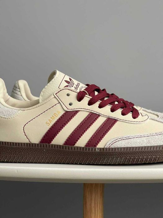 Кросівки Adidas Samba OG Wonder White Maroon premium