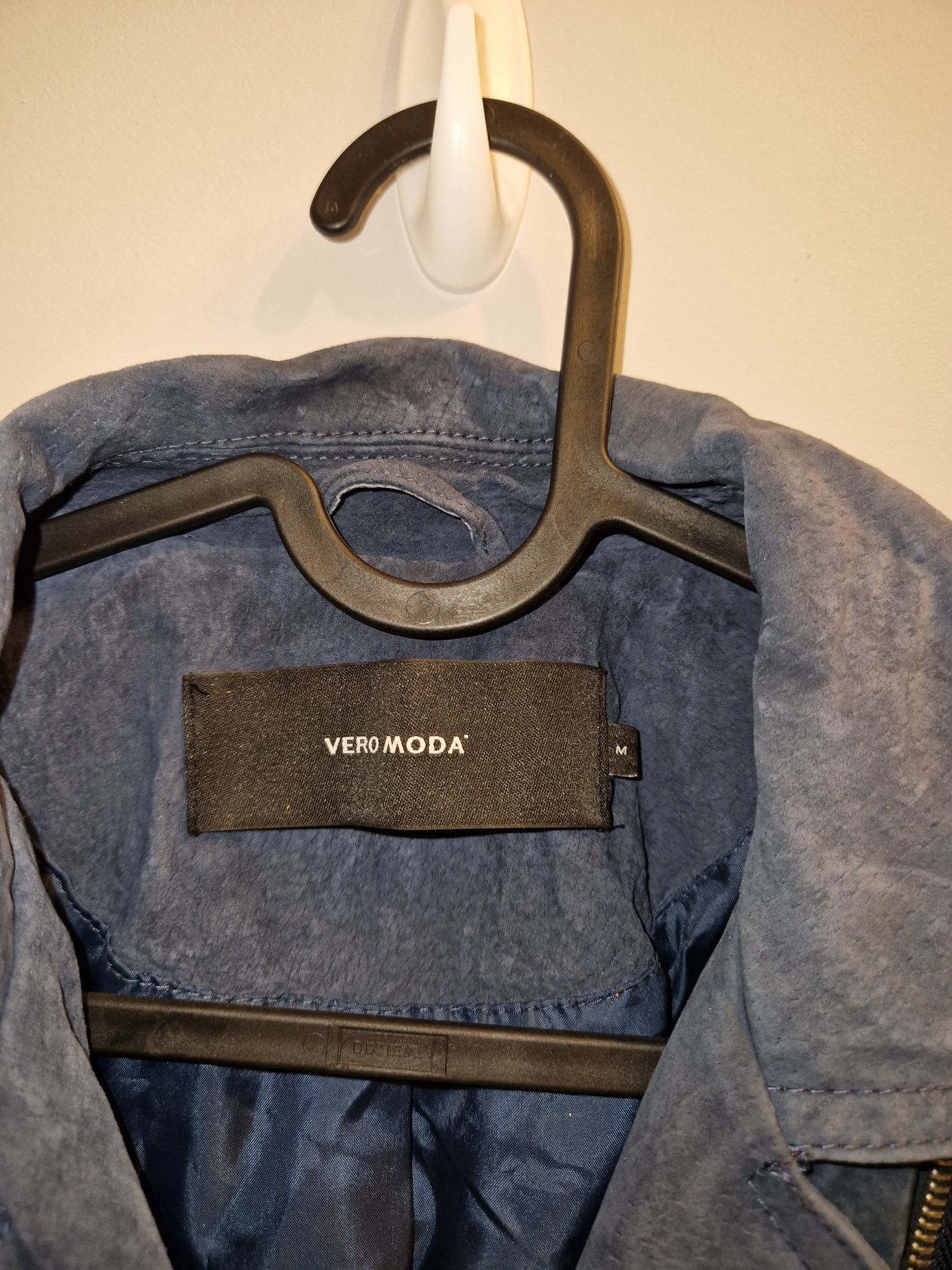 Ramoneska Vero moda M 38 skóra naturalna zamsz ciemnoniebieska hit