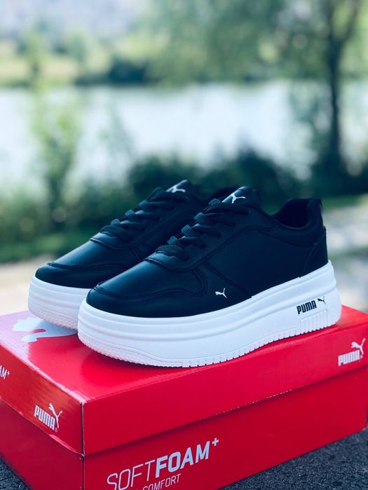 Женские кроссовки Puma Черные кожаные кроссовки Пума кросівки пума