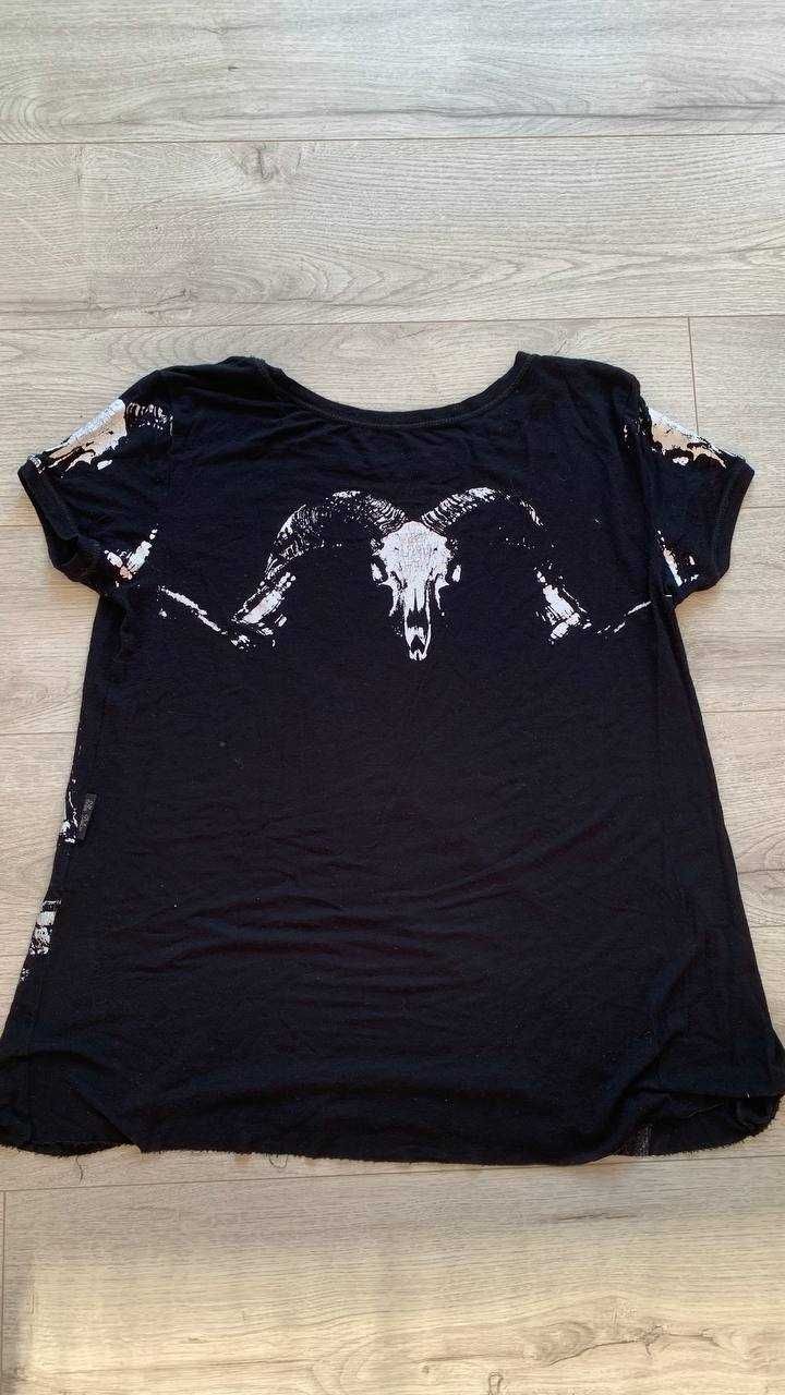 футболка женская Ellus deluxe с черепами не Affliction