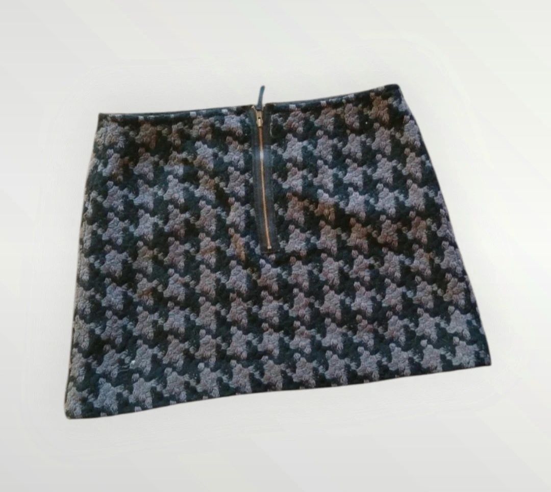 Vintage mini spódniczka w pepitkę Kew S – elegancka, ciepła, jesienno-