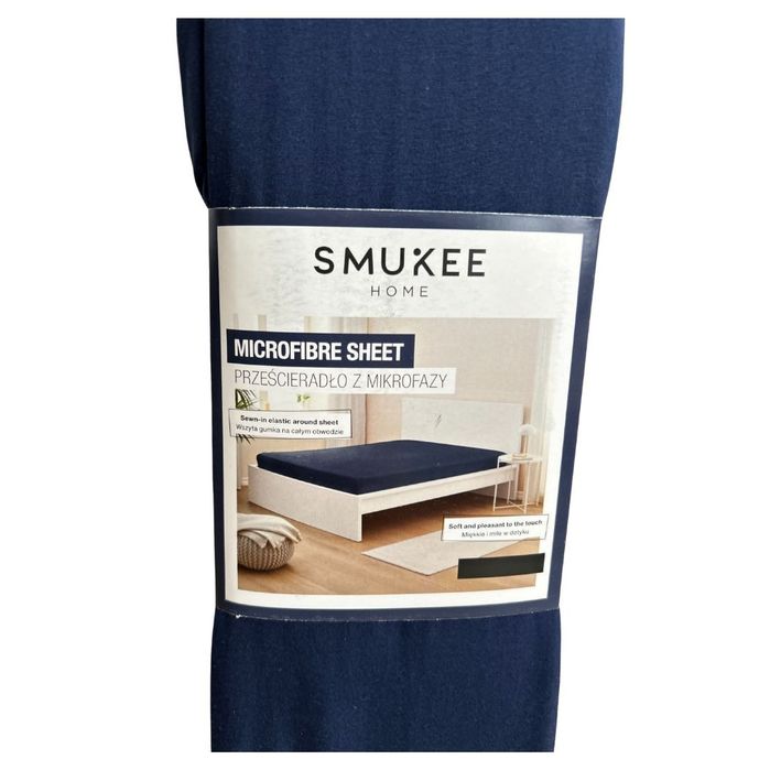 Prześcieradło z mikrofazy z gumką Smukee 200x200 granatowe