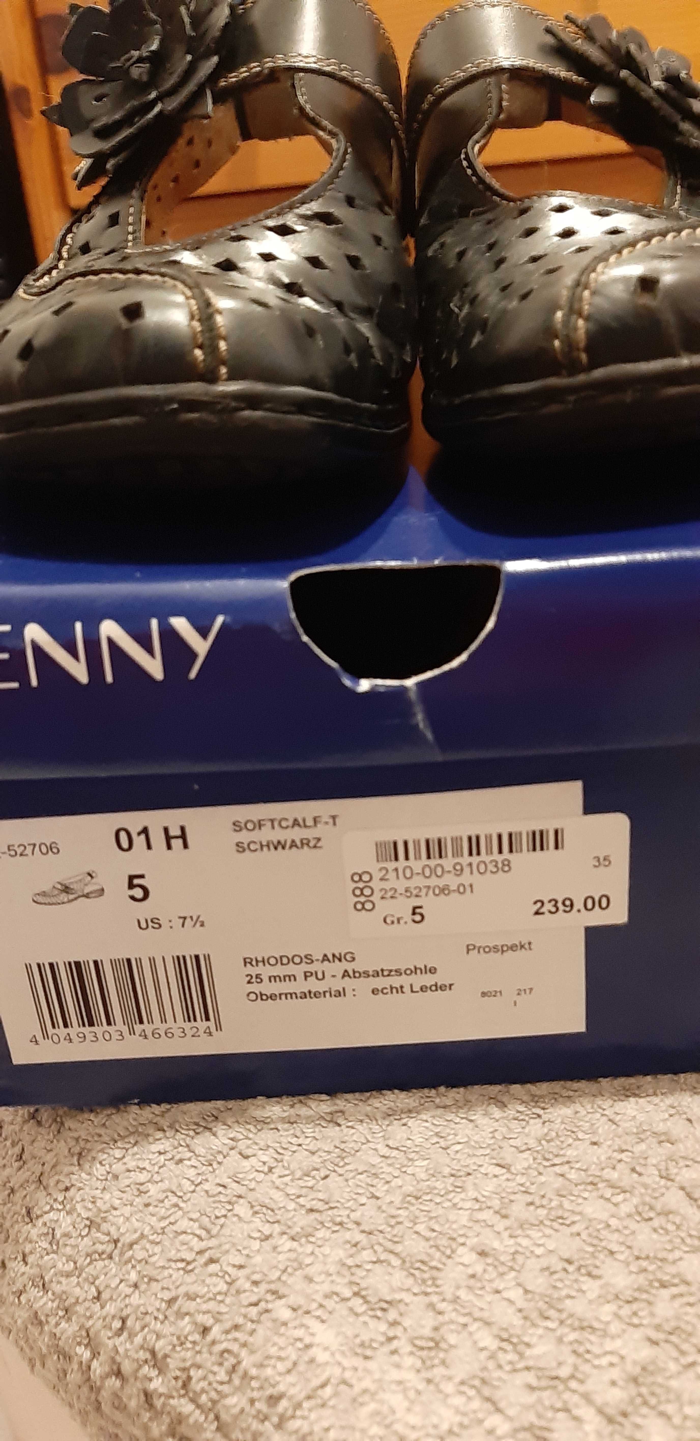 Sandały damskie Jenny-Ara skóra naturalna, czarne, nr 39, używane
