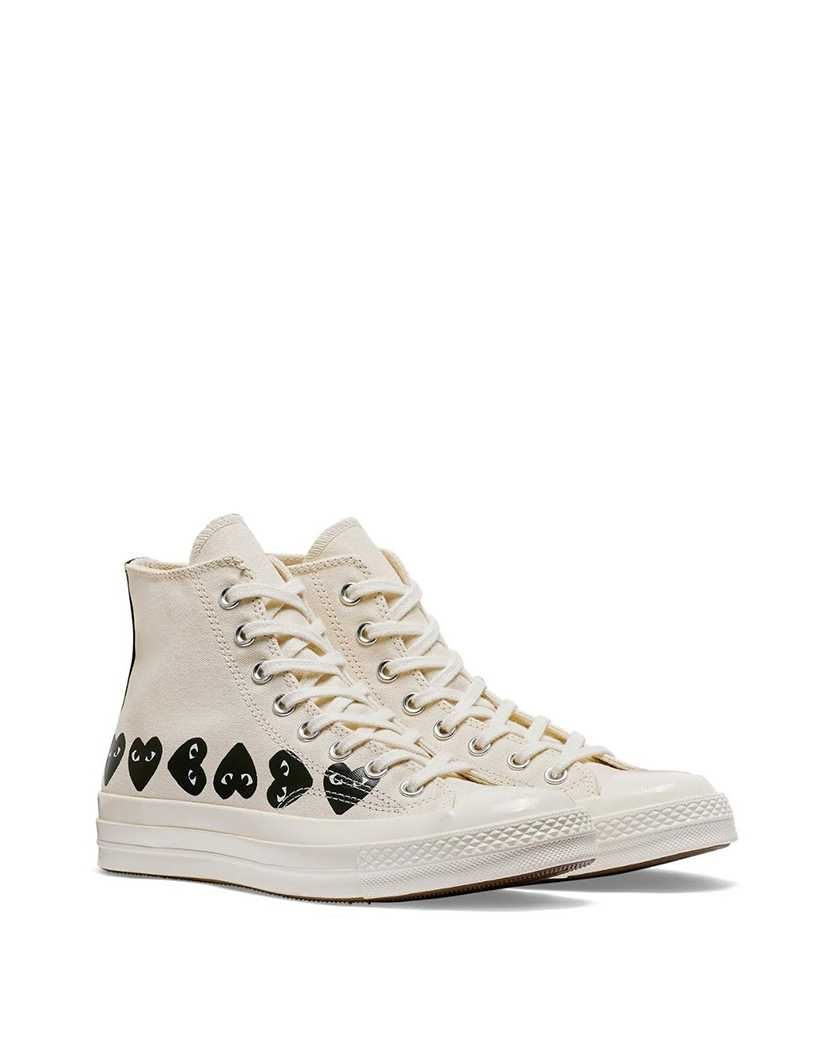 Кеди Converse x Comme Des Garcons Play Black Multi Hearts High Top Whi