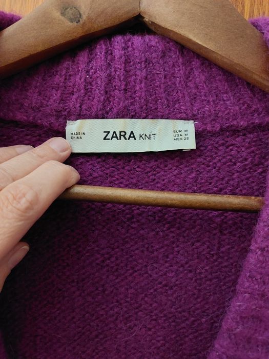 Zara Knit długi sweter M/L bdb wełna alpaka