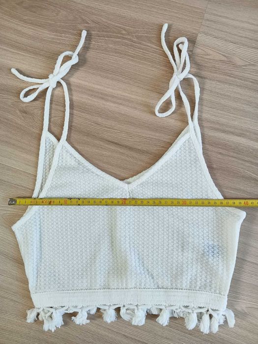 Crop top bluzka na ramiączkach biały Shein M