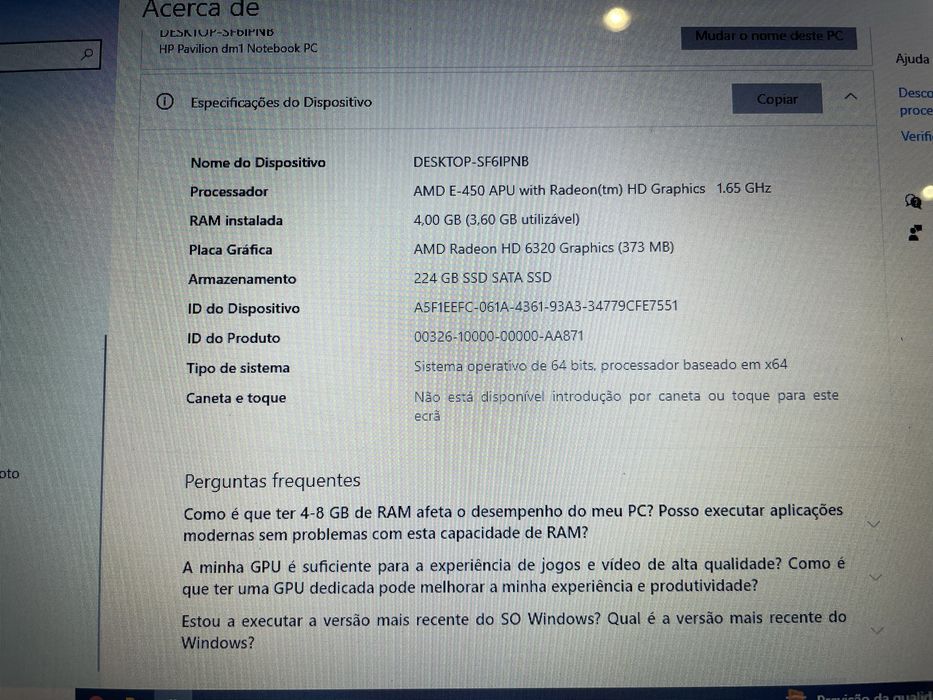 Portatil HP Pavilion dm1