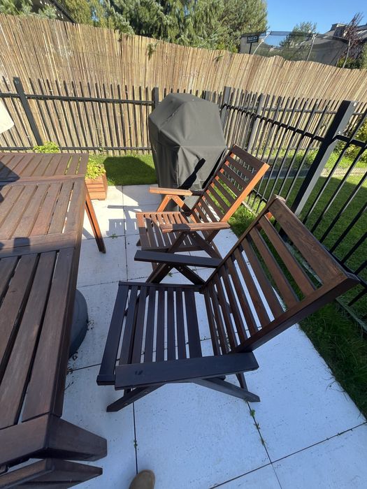 Zestaw mebli ogrodowych ikea, drewno  4+ 2, puduszki, pokrowce i impre