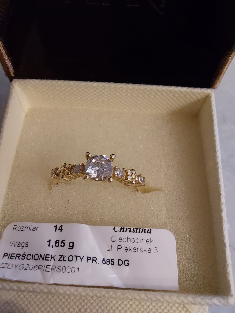 Pierścionek zaręczynowy złoto 585 rozmiar 14