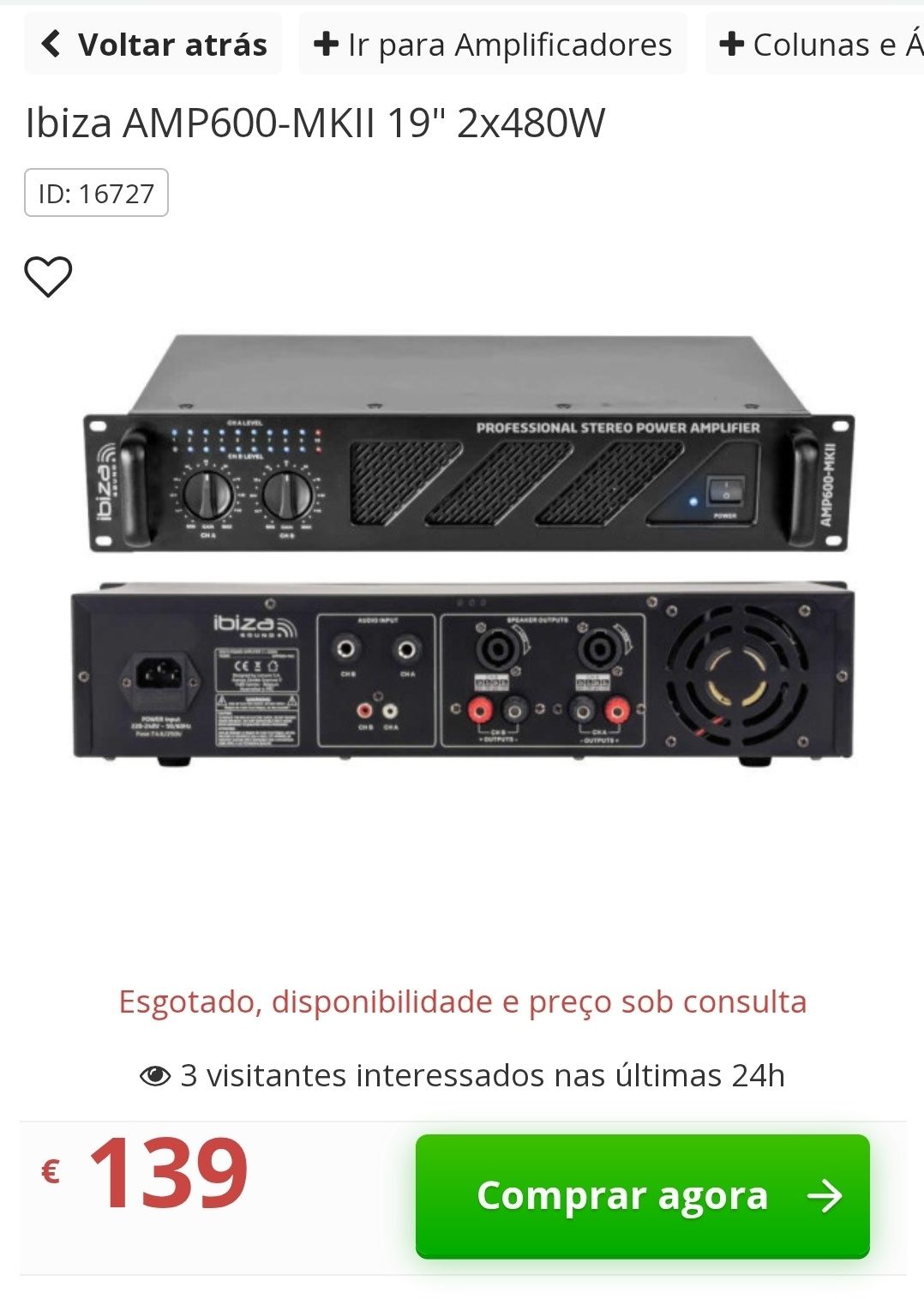 Amplificador ibiza amp600 mkIi
