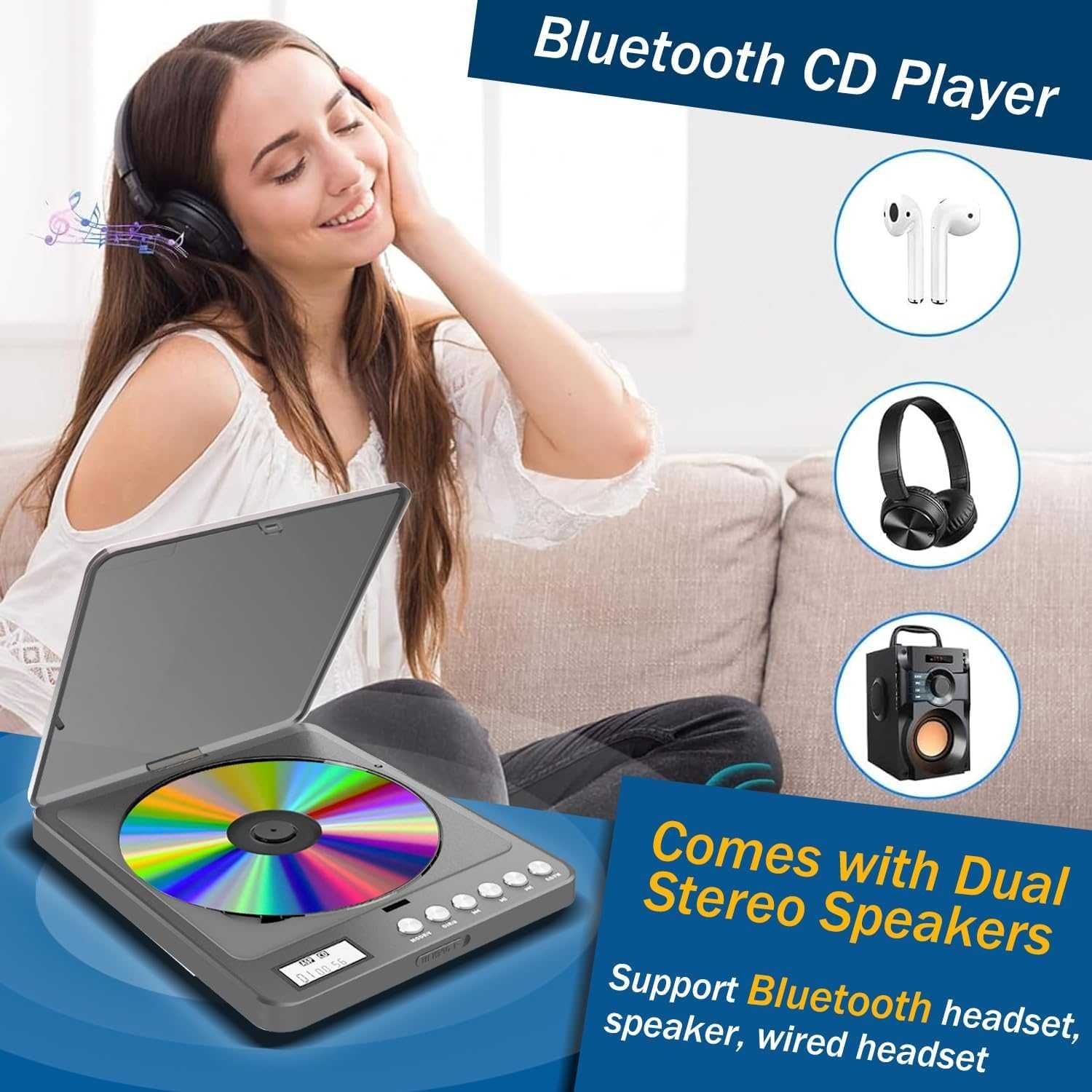 CD-плеер CD766BF з акумулятором/Bluetooth