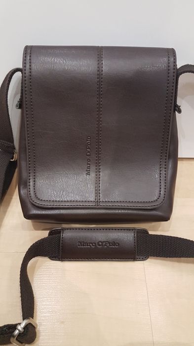 Saszetka Marco Polo kolor ciemny brąz., skóra