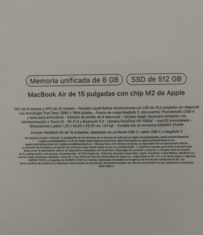 Macbook Air 512Gb 2023 15”