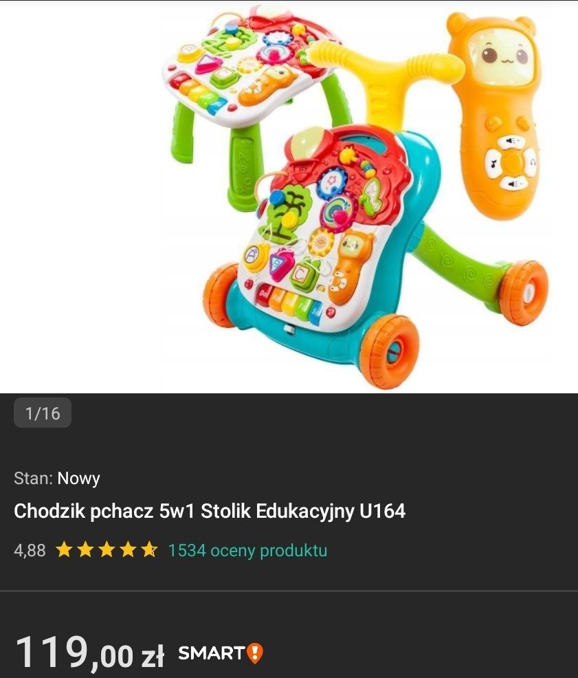 Chodzik pchacz 5w1 Stolik Edukacyjny