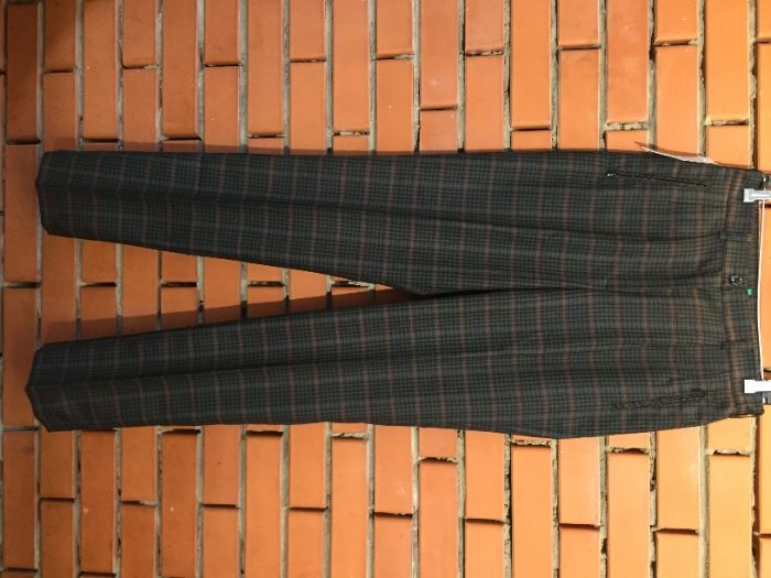 Винтажные шерстяные брюки в клетку с высокой посадкой 44-46 р.