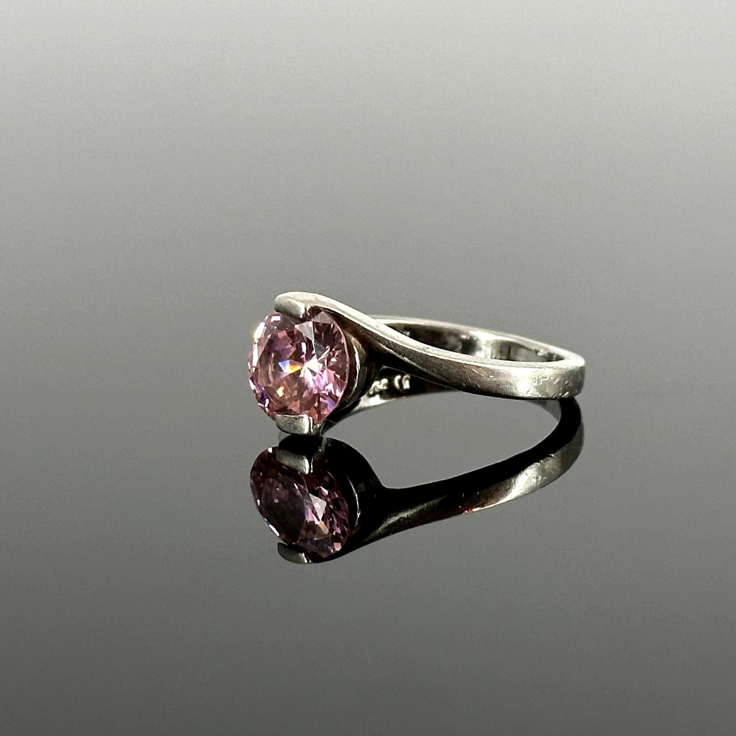 Srebro - Srebrny pierścionek z Różowym Topazem - próba 925