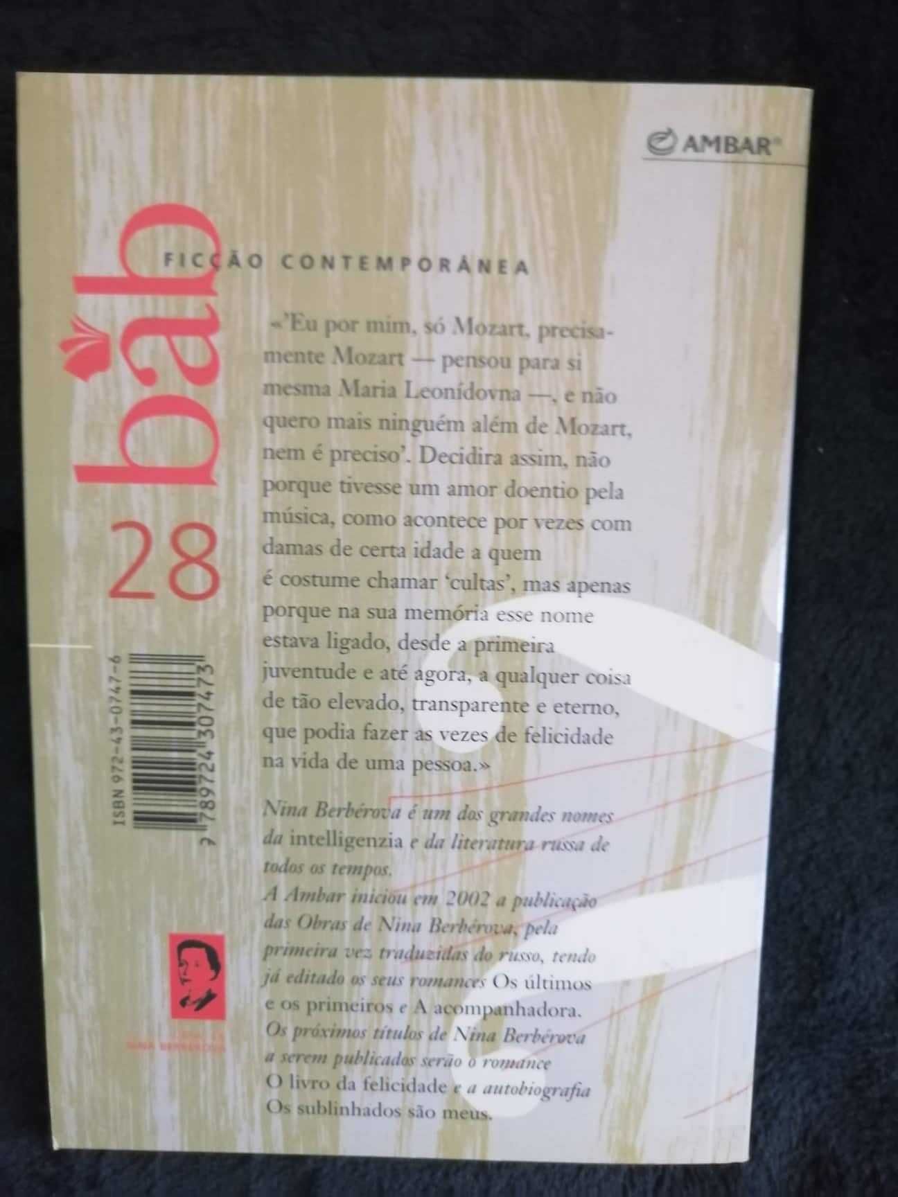 Livro "A ressureição de Mozart" de Nina Bérberova - como novo