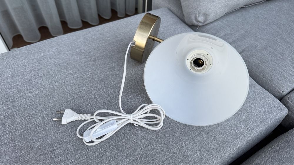Ikea Flugbo lampa ścienna mosiadz szkło E27 kinkiet