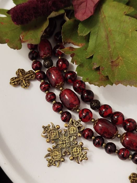 Українське червоне намисто коралі зі згардою до вишиванки красные бусы