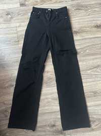 Bershka 34 szerokie jeansy wide xs straight czarne