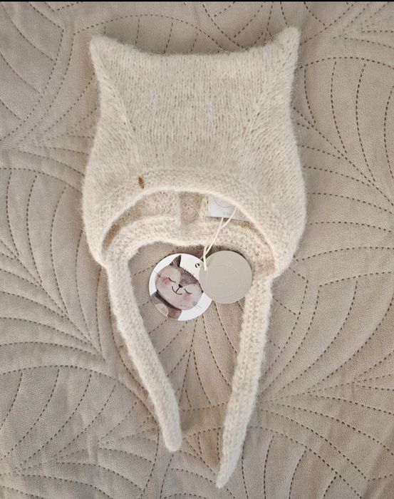 Czapeczka bambolina kotek kitty alpaka jedwab zimowa jesienna