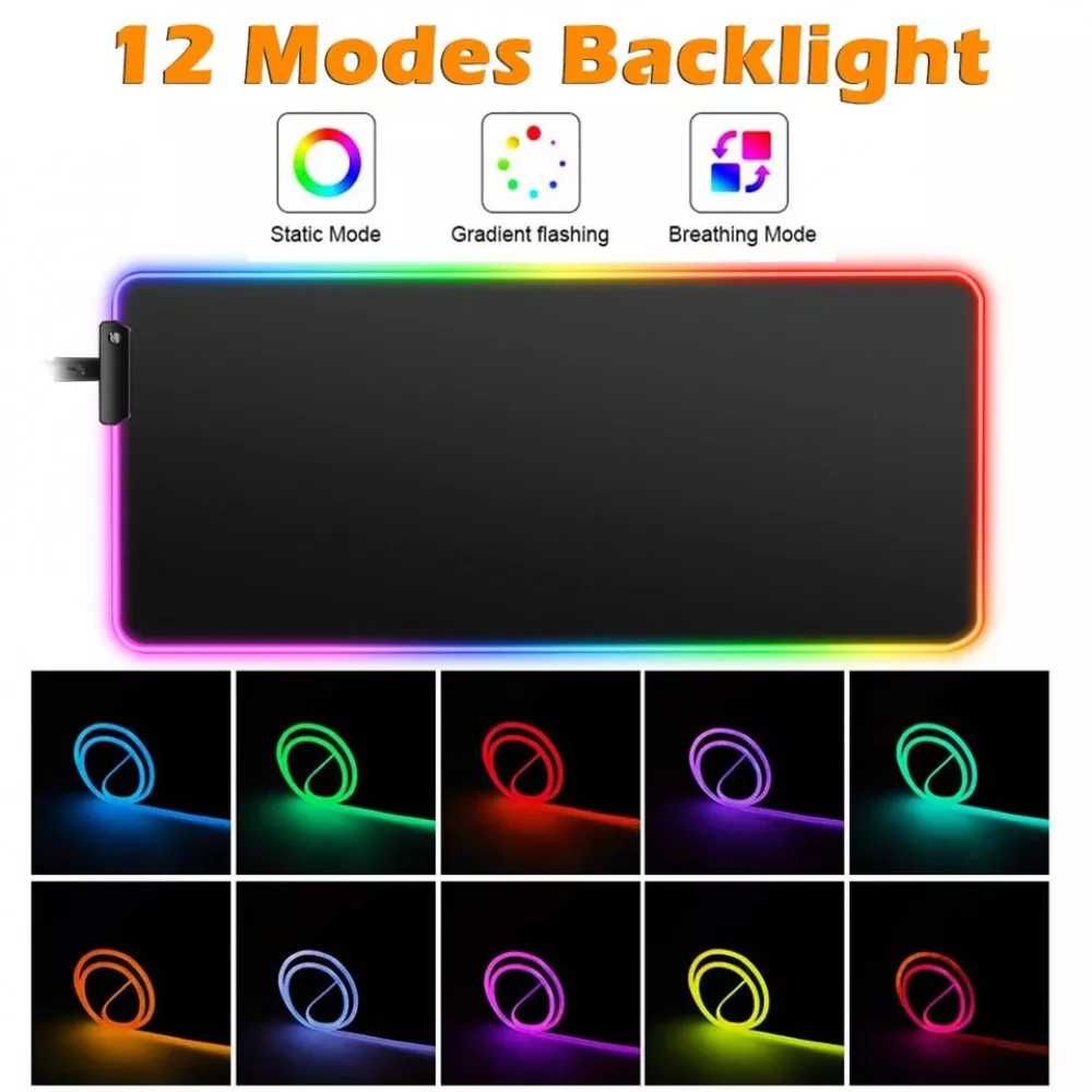 Коврик для мышки с RGB подсветкой, Коврик для клавиатуры 30х80