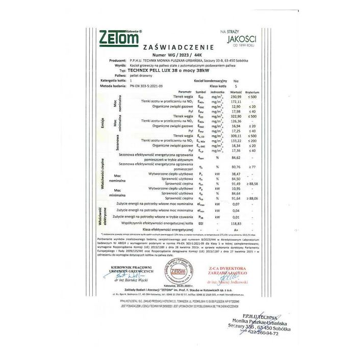 Kotły Kocioł Piec TECHNIX PELL LUX 38 kW na pellet - PRODUCENT